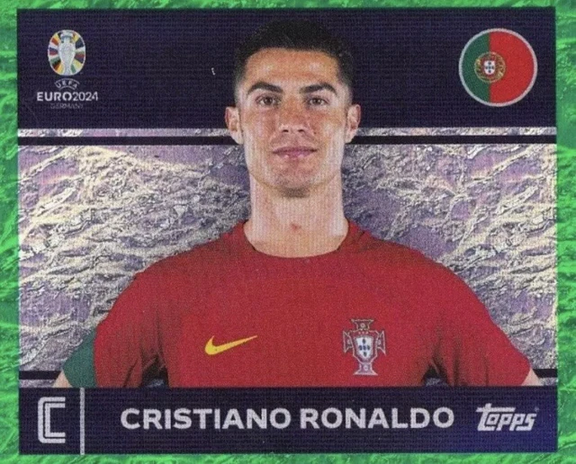 CRISTIANO RONALDO Topps Euro 2024 Sticker Super Rare Green Parallel