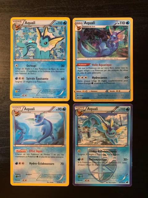 Lot 4 Cartes Pokémon Aquali dont 2 Holos Françaises