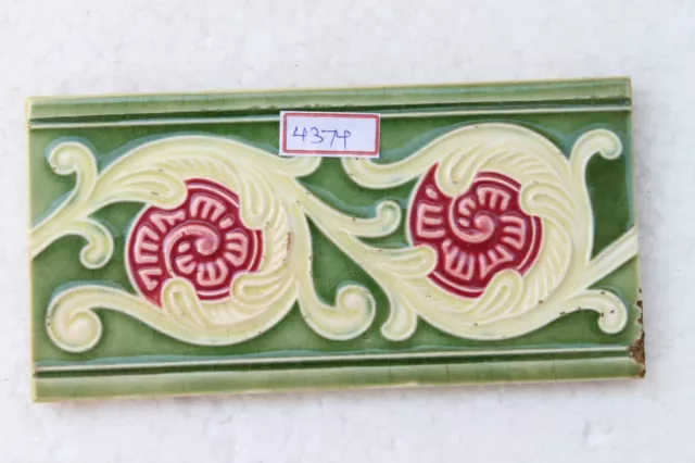 Japan antique art nouveau vintage majolica border tile c1900 Decorative NH4374 8