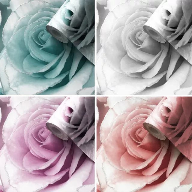 Madison Glitzer Tapete funkelnde Blume Blumen Rose Blütenblätter geblasen Vinyl Muriva