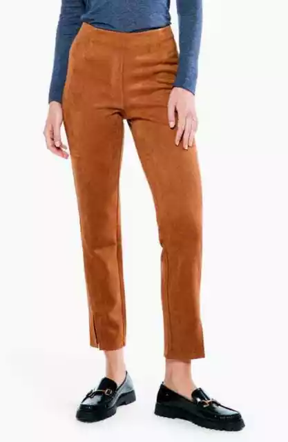 NIC+ZOE Womens Faux Suede Ankle Pants in Toffee Size 12