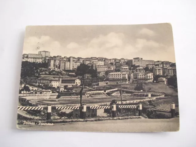 Potenza - panorama + stadio sport - spedita f. g. 1955 franc asp