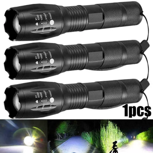 90000LM Tactical 5 Modes LED 18650 Flashlight Zoom Light Torch Aluminum E6V4