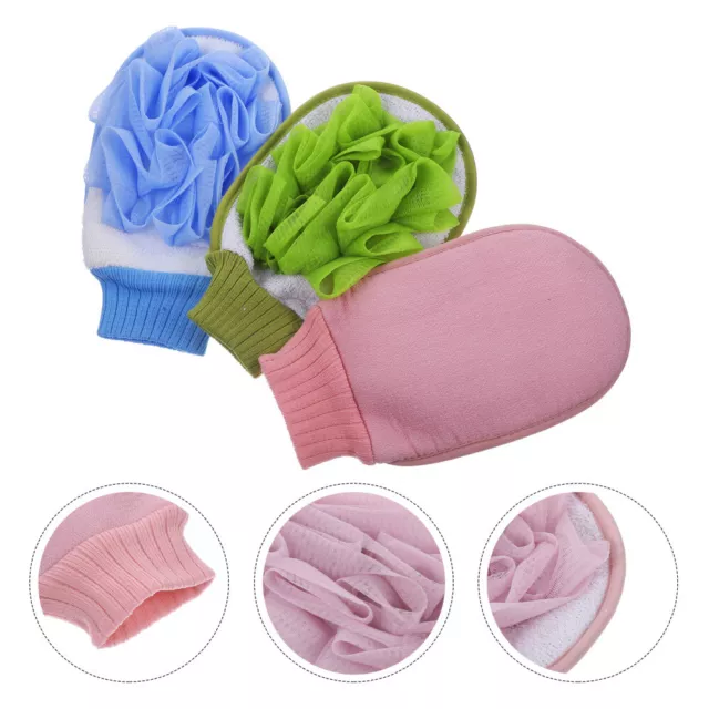 3 Pcs Bath Shower Pouf Sponge Exfoliating Body Mitt Flower Take