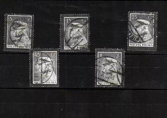 Timbres Pologne 1935 N° 374-378 Oblit