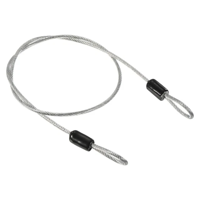 Security Steel Cable 2.5mmx0.5m Coated Luggage Lock Rope w Loop Transparent