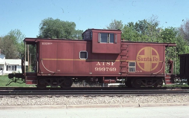 ATSF SANTA FE Railroad Train Caboose ABILENE KS Original 1990 Photo Slide 1