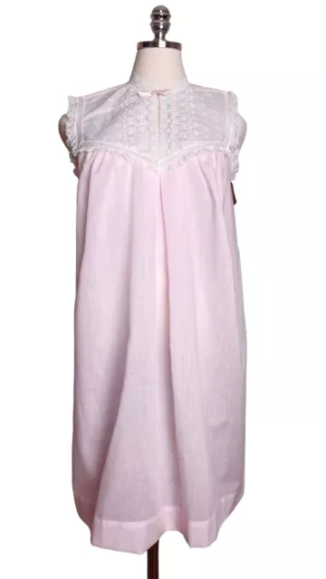 Vintage Christian Dior Pastel Pink Cotton Nightgown Babydoll Lingerie Sz S NWT
