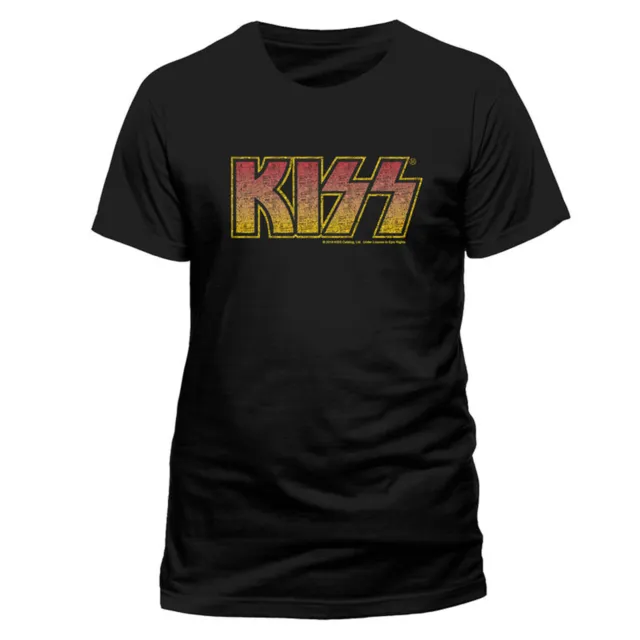 Kiss Vintage Logo Gene Simmons Rock Official Tee T-Shirt Mens Unisex