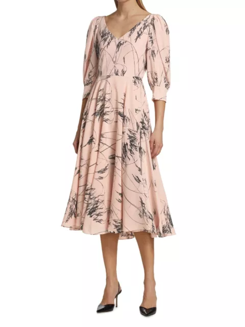 $2690 Alexander McQueen Womens Wild Meadow Silk Midi Dress Size 38, US 2 - Italy