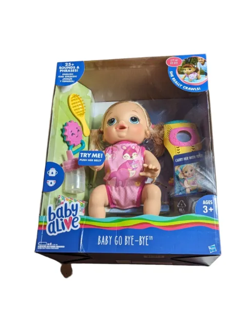 Baby Alive Baby Go Bye Bye Blonde Hair Doll 25+ Sounds & Phrases - Ages 3+ NIB