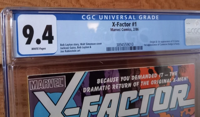 X-Factor #1 Marvel 1986 Origin 1st Appearance CGC 9.4 White Pages+ raw #1 #2+#3