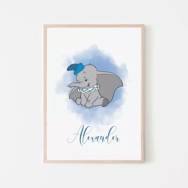 Dumbo Disney enfant neuf imprimé bébé - nom personnalisé - décoration de chambre pour enfants