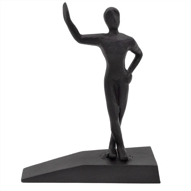 Cast Iron Leaning Strong Man Door Stopper, Decorative Weighted Door Wedge