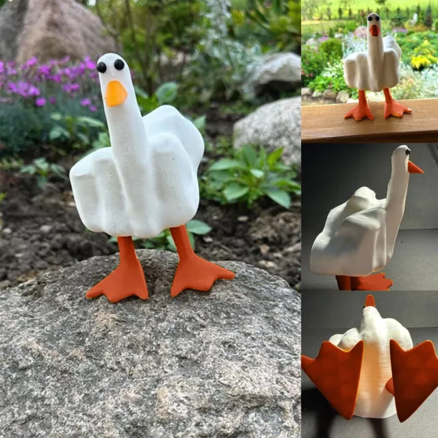 Middle Finger Small Duck Sculpture Resin Funny Duck Statue Creative Desktop Gift