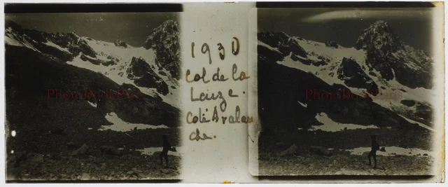 FRANCE Montagne Col 1930 photo glass plate stereo vintage  2