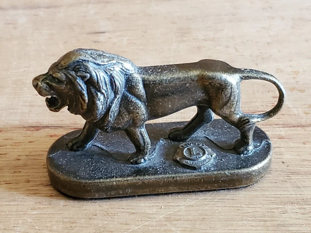 Metal Lion Paperweight Figurine Vintage 5 oz Lions Club Brass or Bronze Tone