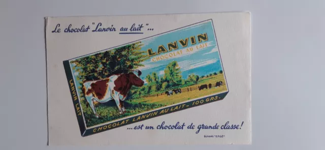 Buvard vintage  Chocolat LANVIN AU LAIT ( 2 ) Écriture Bleue