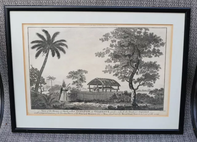 18th Century Framed Engraving from Captain Cooks Voyage "Tupapow of Otaheite"