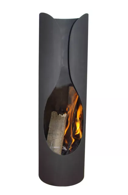 YERD Terrassenofen Gartenkamin Feuerstelle Feuersäule Feuertonne Masaya Black