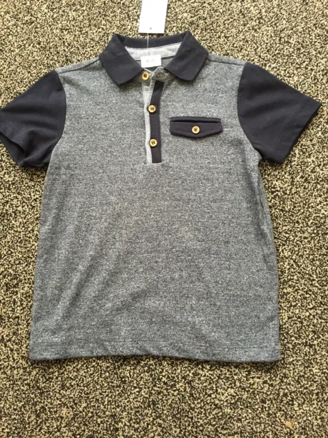 BNWTS boys Blue Polo Shirt Age 3-4 Years Old Smart Casual F&F