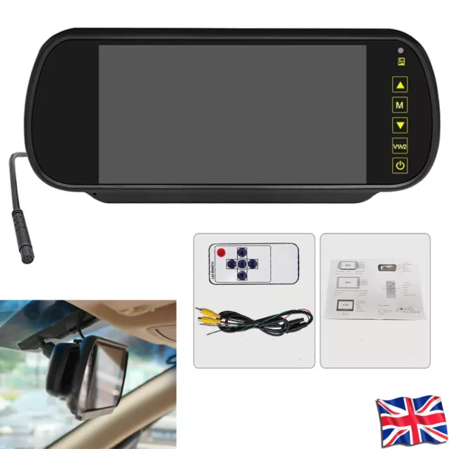 12/24V 7" Rearview Mirror Monitor with Dual Mounts Clip For Car Van Motorhome