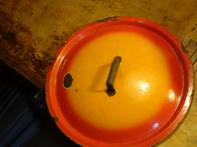 Casserole Ancienne Le Creuset N°18 Orange Fonte Avec Couvercle – Occasion