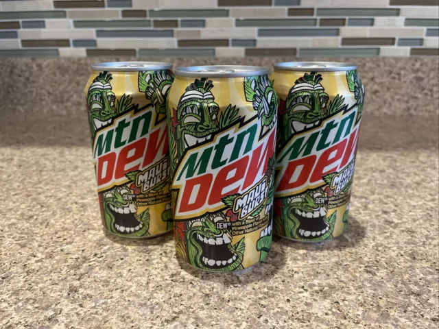 Mountain Dew Maui Burst Pineapple Soda Mt 2023 3 Cans Lot 12oz New Limited DG 12