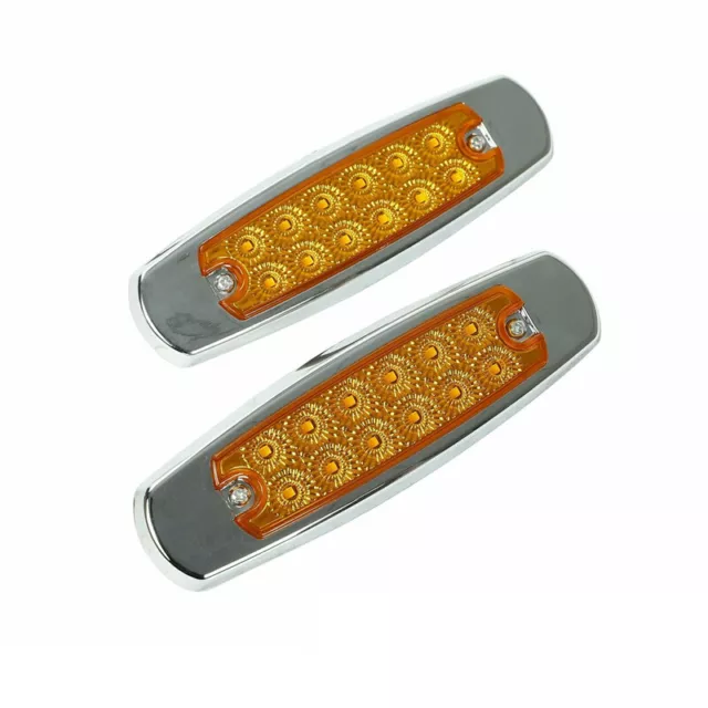 2x Amber 6.2" LED Side Marker Light Clearance 12 LED Truck Trailer Stainless