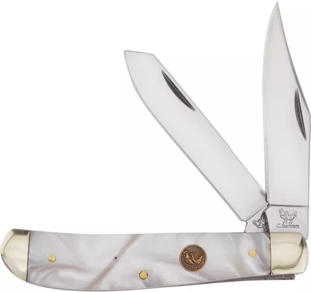 Hen & Rooster Trapper White Cracked Ice Folding Stainless Pocket Knife 412CI