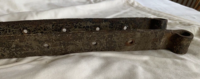 Antique Barn Strap Hinges, Pair, Hand-Hammered Wrought Iron Approx.  27” 2