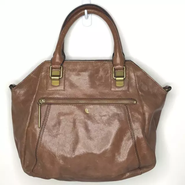 ELLIOTT LUCCA Light Brown FARO CITY Distressed Leather Top Handle Satchel Bag