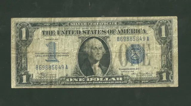 United States 1 Dollar 1934 FR #1606 Silver Certificate US Funnyback Paper Money