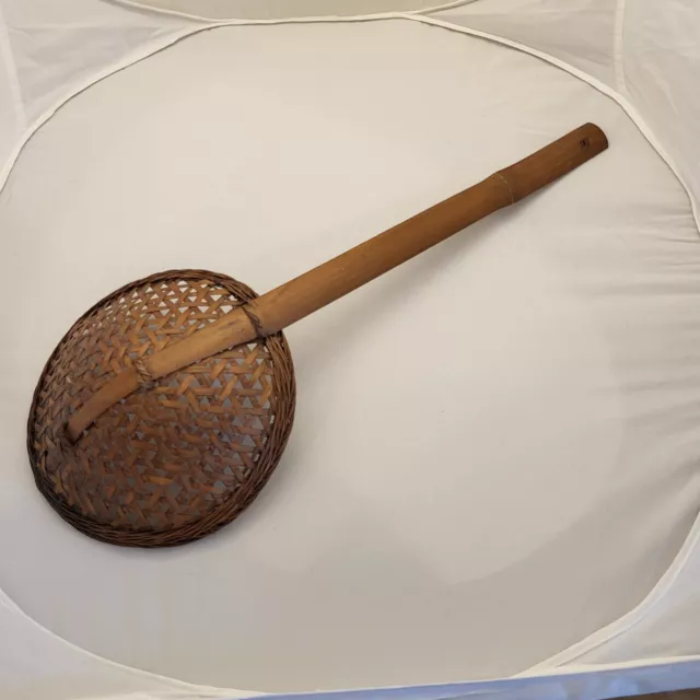 "CESTA MANGO DE CUCHARÓN HECHO A MANO CESTA DE TEJIDO ARTE ARTESANAL 19.5" Rústico Hogar 4