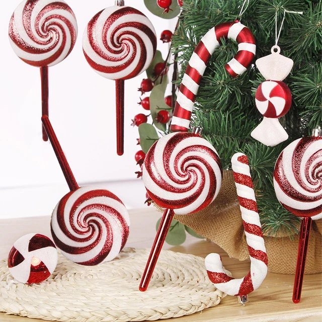 Cute Xmas Candy Canes Lollipop Christmas Tree Balls Decoration' Ornament P8H9