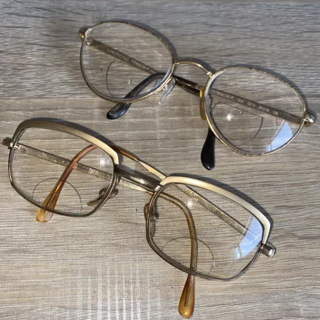 Vintage Retro Luxottica (Italy)X2 Pairs Spectacles Titanium Frames Glasses Specs