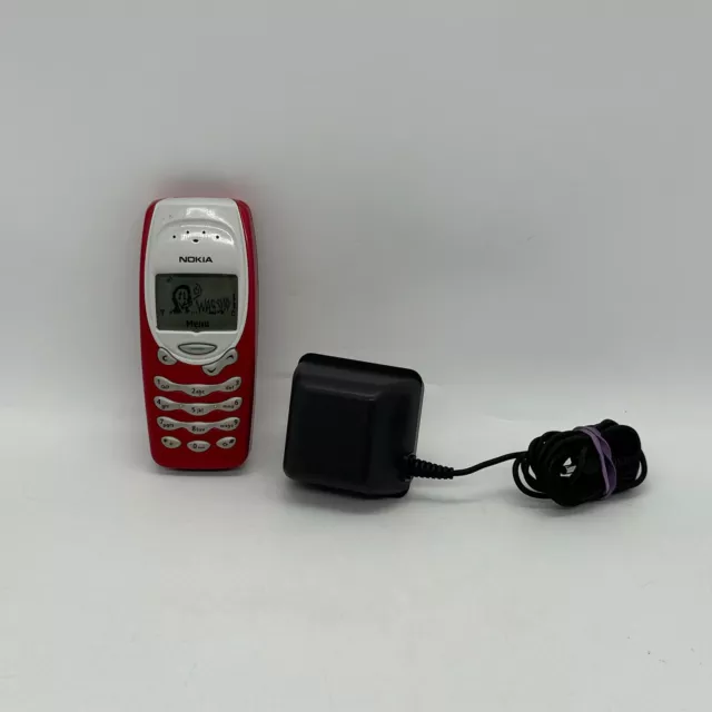 Nokia 3310 Vintage Mobile Cellular Phone Red Case with Charger - Working