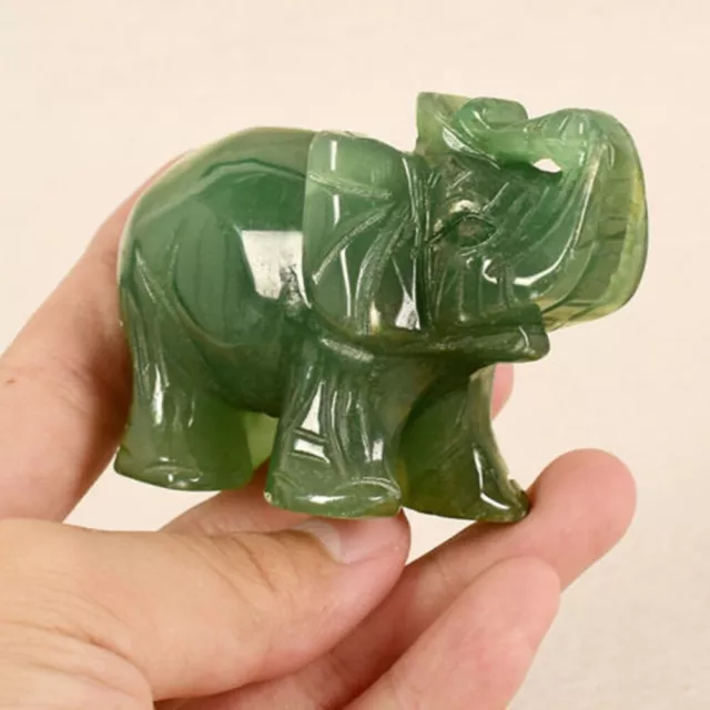 Natural Hand Carved Elephant Natural Crystal Healing Gemstone Carving Specimen