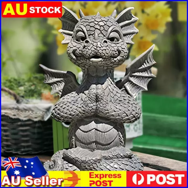 Garden Dragon Statue Meditation Dragon Figurine Ornament Gift with Lamp Creative