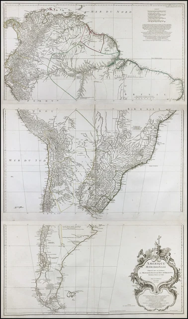 South America Brazil Mexico Südamerika map Karte Anville engraving 1748