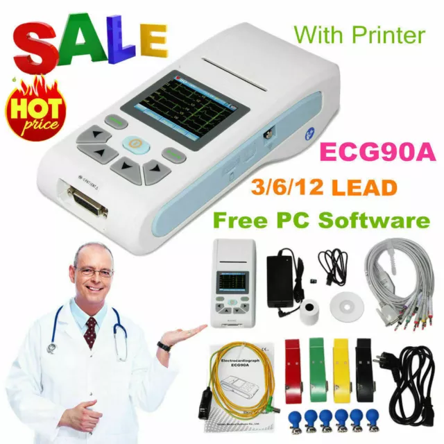 ECG90A Touch Single Channel ECG Machine 12 lead EKG with PC Software,USA Fedex