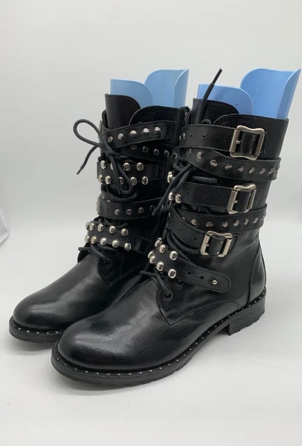 PINKO UPTOWN LEATHER biker boots 38 5 VGC AW20 410.00 studded straps classic 142.77 PicClick UK