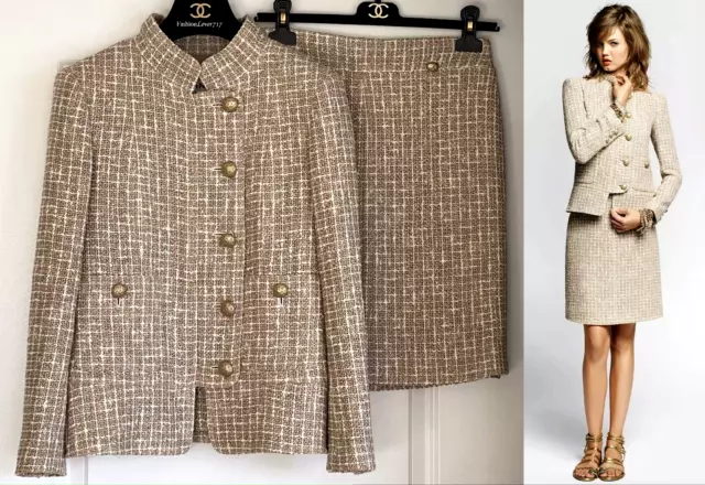 CHANEL 15P BEIGE Ecru Tweed Cc Buttons Jacket Skirt Suit Set 36 $1,599.00 -  PicClick
