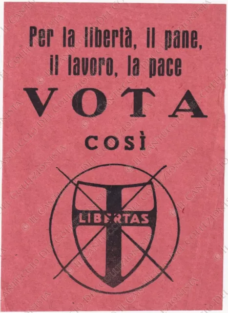 Vota Libertas Democrazia Cristiana propaganda Politica volantino pubblicitario