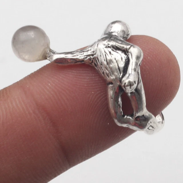 K7615 Rose Quartz Silver Plated Unique Style Ring US 7 Gemstone Jewelry
