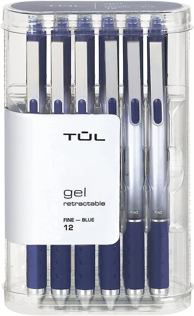 TUL Gel Pens, Retractable, Fine Point, 0.5 mm, 12 Count (Pack of 1), Blue