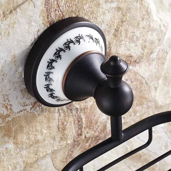 Bathroom Shower Soap Dish Holder Bath Basket Storage Rack Ceramic BLACK Bronze 3