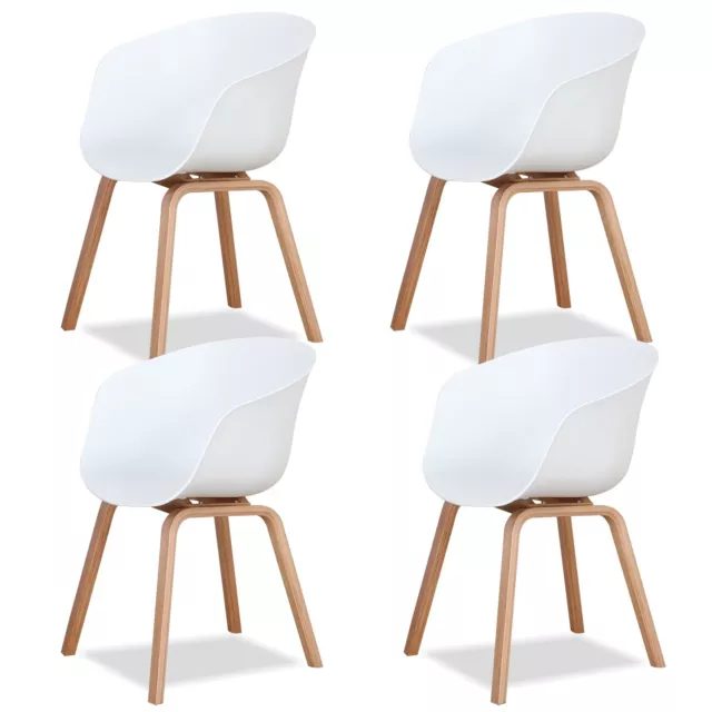 Lot de 4 Chaise Fauteuil Chaise de salle à manger Moderne Cuisine Bar Blanc