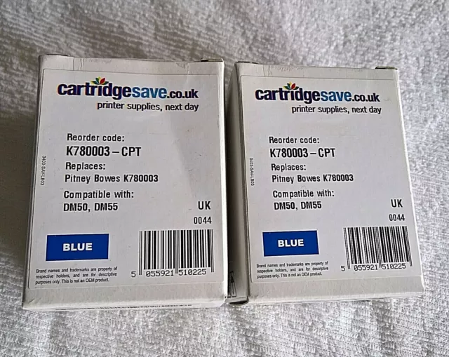 2 NEW Cartridge Save Pitney Bows K780003 compatible with DM50, DM55 2