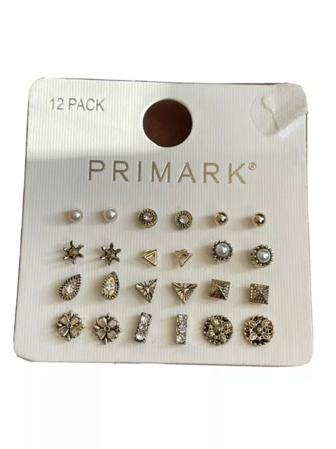 PRIMARK 12 PACK Mix Stud EARRINGS STUDS SET NEW MIX COLOURS £7.99 -  PicClick UK